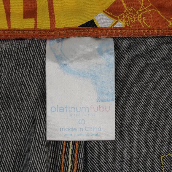 Vintage Platinum Fubu Sz 39X33 Muhammad Ali Black Wash Jeans Y2K Skater Baggy - Picture 13 of 16